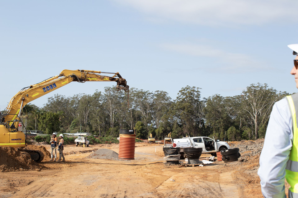 EZIpit sewerage maintenance hole being installed in the ground